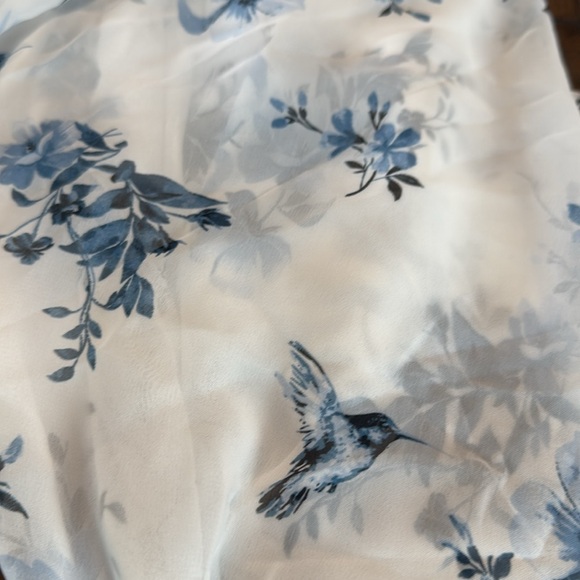 Inc Floral Hummingbird Lace Bodice Chiffon Chemise Nightgown White Blue NEW XXXL - Picture 5 of 5